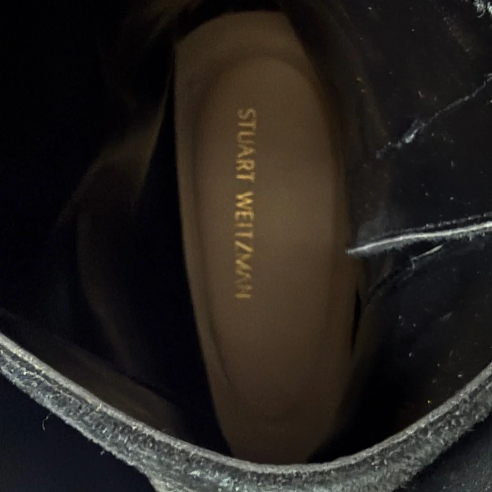 NEW STUART WEITZMAN 32MM Crystal Buckle Suede Ankle Boots